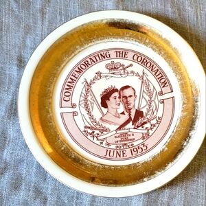 Queen Elizabeth II Duke Coronation Plate 1953 Georgian China Canada 22 KT. Gold